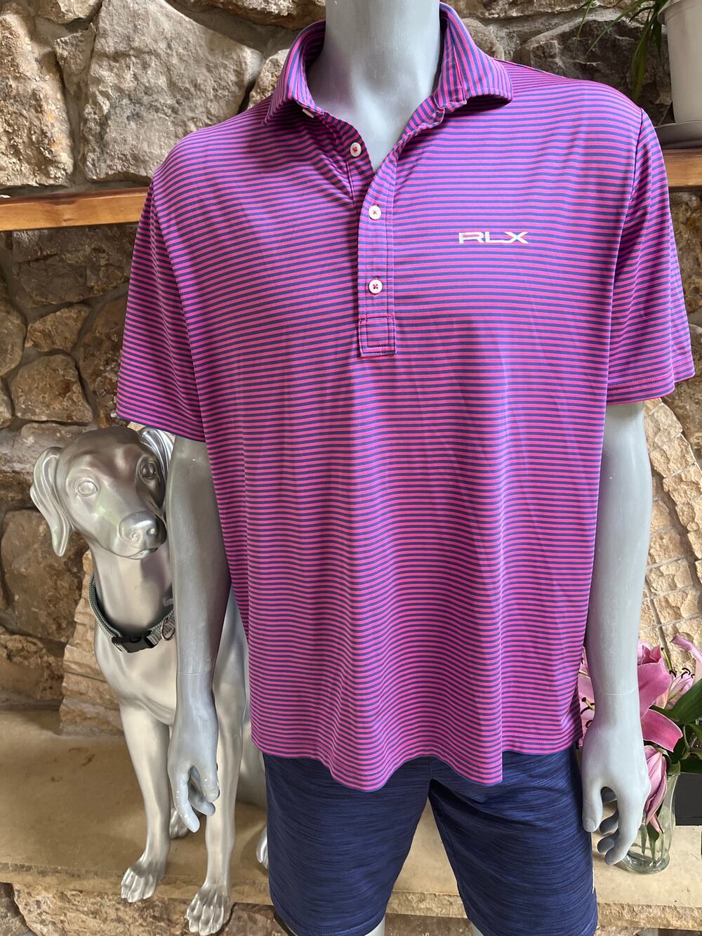 Ralph Lauren X RLX Pink Blue Golf Polo Short Sleeve Shirt Men’s Size XL